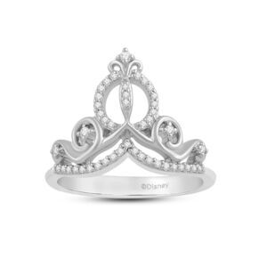 18k Enchanted Disney Fine Jewelry Sterling with 1/6 cttw Diamond Cinderella Ring